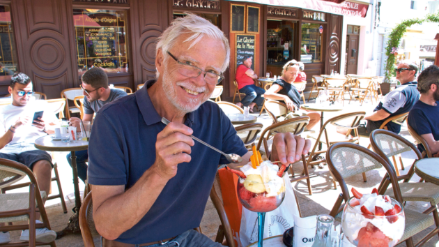 Stephan Strobel enjoying gelato.
