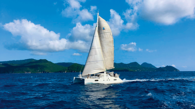 A catamaran on water 